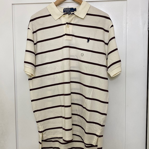 New Polo Ralph Lauren Classic-Fit Soft Cotton Polo cream/ brown stripes Size L⭐️ - Picture 4 of 16